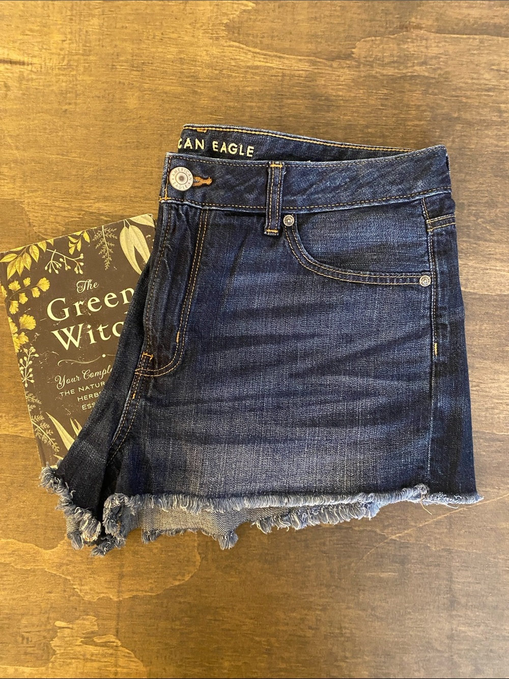American Eagle Outfitters Tomgirl Shortie Frayed Hem Denim Shorts